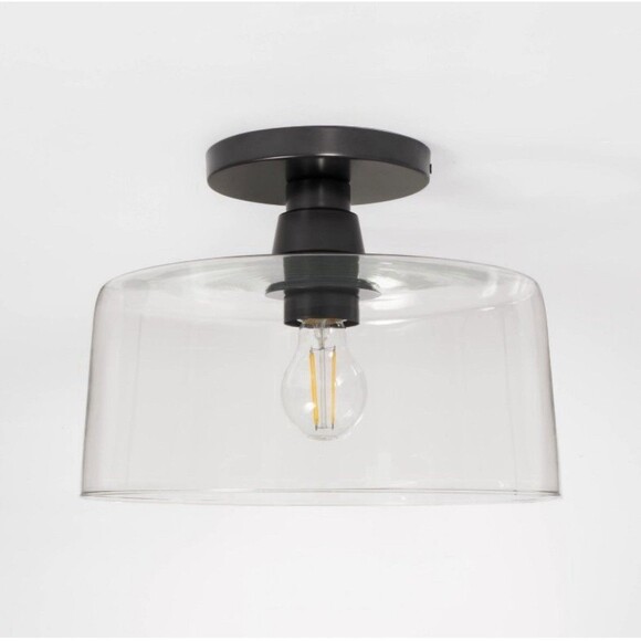 Threshold Black Semi FlushMount Ceiling Light w Clear Glass By Studio McGee NEW - Picture 1 of 5